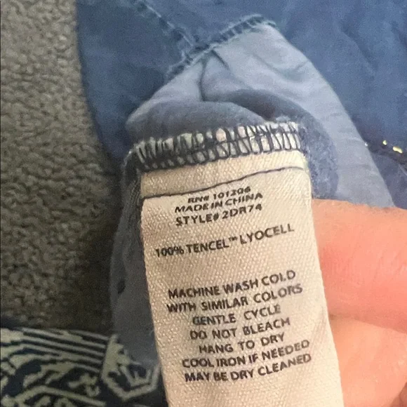 Soft Surroundings Embroidered Indigo Peasant Blouse - White Detail Large - Picture 6 of 8